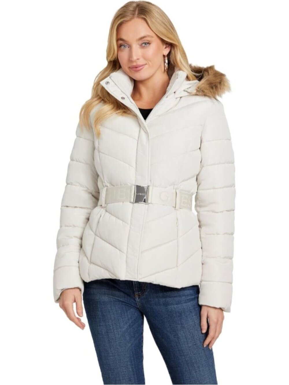 Women's Over Night Oats Imported Polyester Full Zip Quilted Belted Puffer Jacket